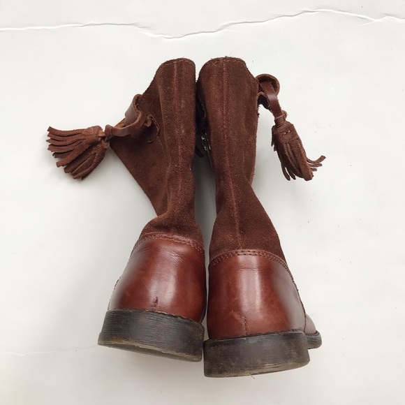 Zara brown tassel leather/suede boots EUC - light wear size 26(9.5 toddler) - Picture 9 of 10